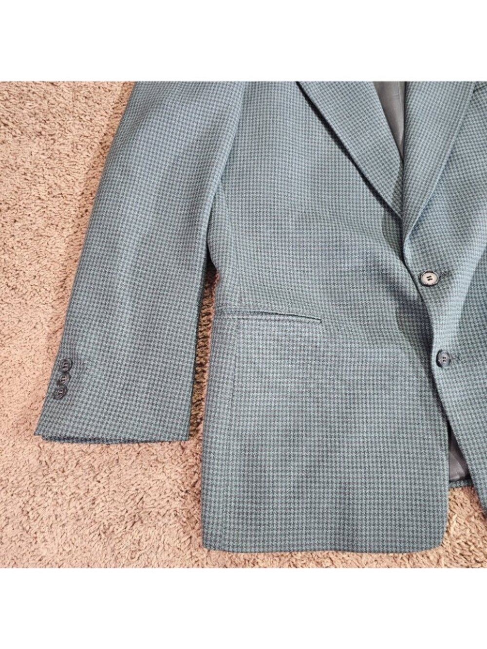Vintage Pierre Cardin Wool Blazer Jacket Mens 42R Green Gray Man in Wool 80s - Picture 3 of 13